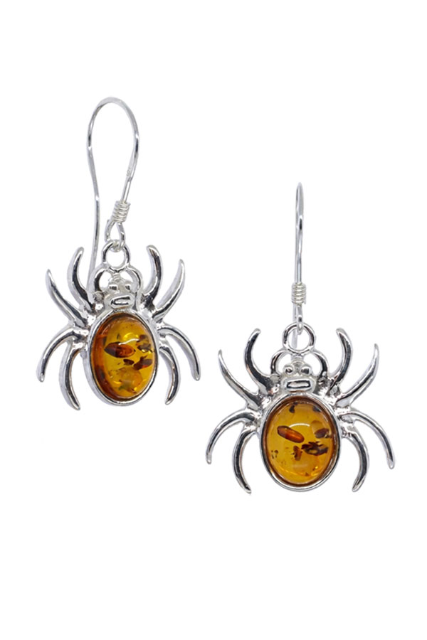 Boucles Araignée Ambre et Argent sterling