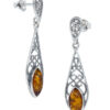 Boucles pendantes dentelle ambre
