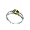 Bague Ambre Vert Argent Élégant