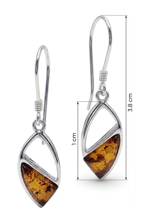 Boucles d'oreilles amande en ambre, dimensions