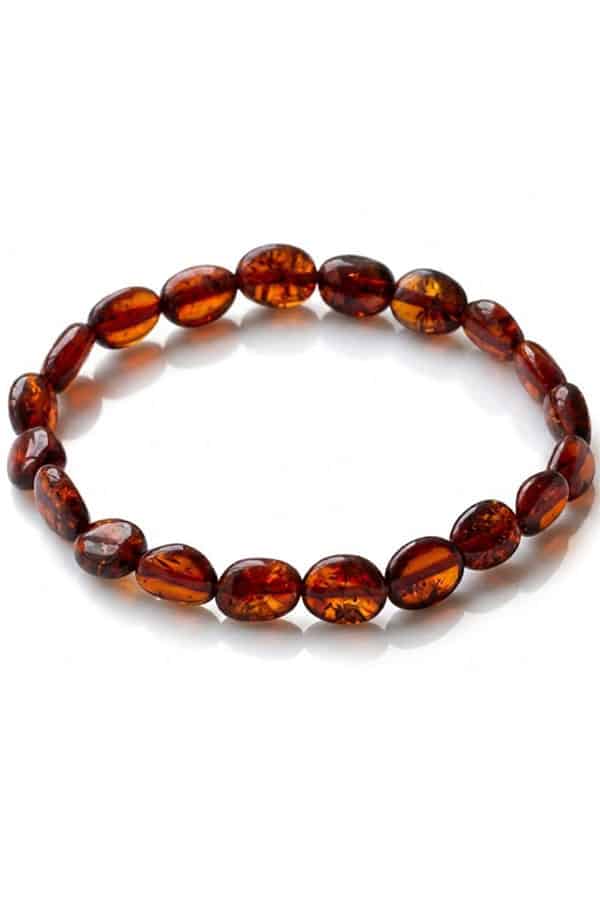 Bracelet ambre cerise véritable sur élastique.
